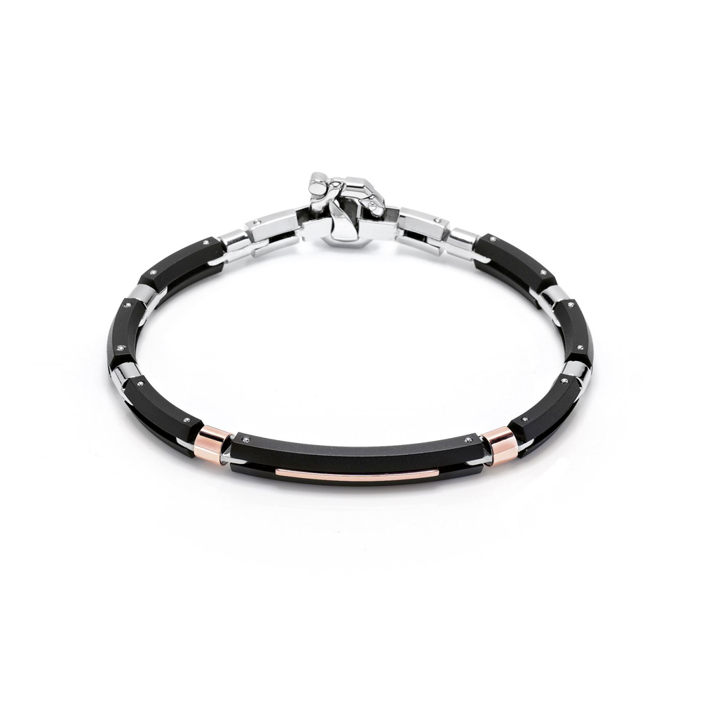 Barakà - Bracciale in acciaio, PVD nero e oro rosa | 20cm