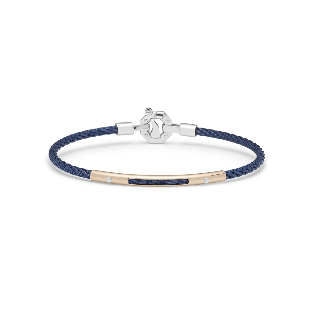 Barakà - Bracciale in acciaio, PVD blu, oro rosa | 19cm