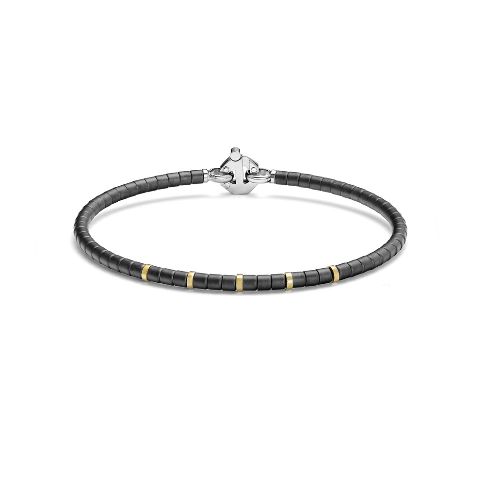 Barakà - Bracciale in titanio, acciaio, ceramica e oro giallo | 20cm