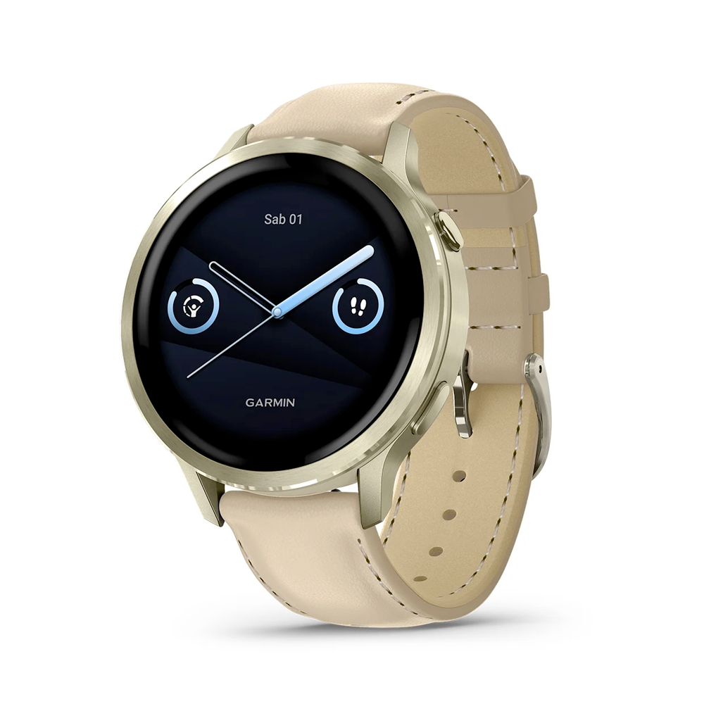 Garmin - Venu® 4 Lunar gold con cinturino in silicone avorio e cinturino in pelle sabbia | 41mm