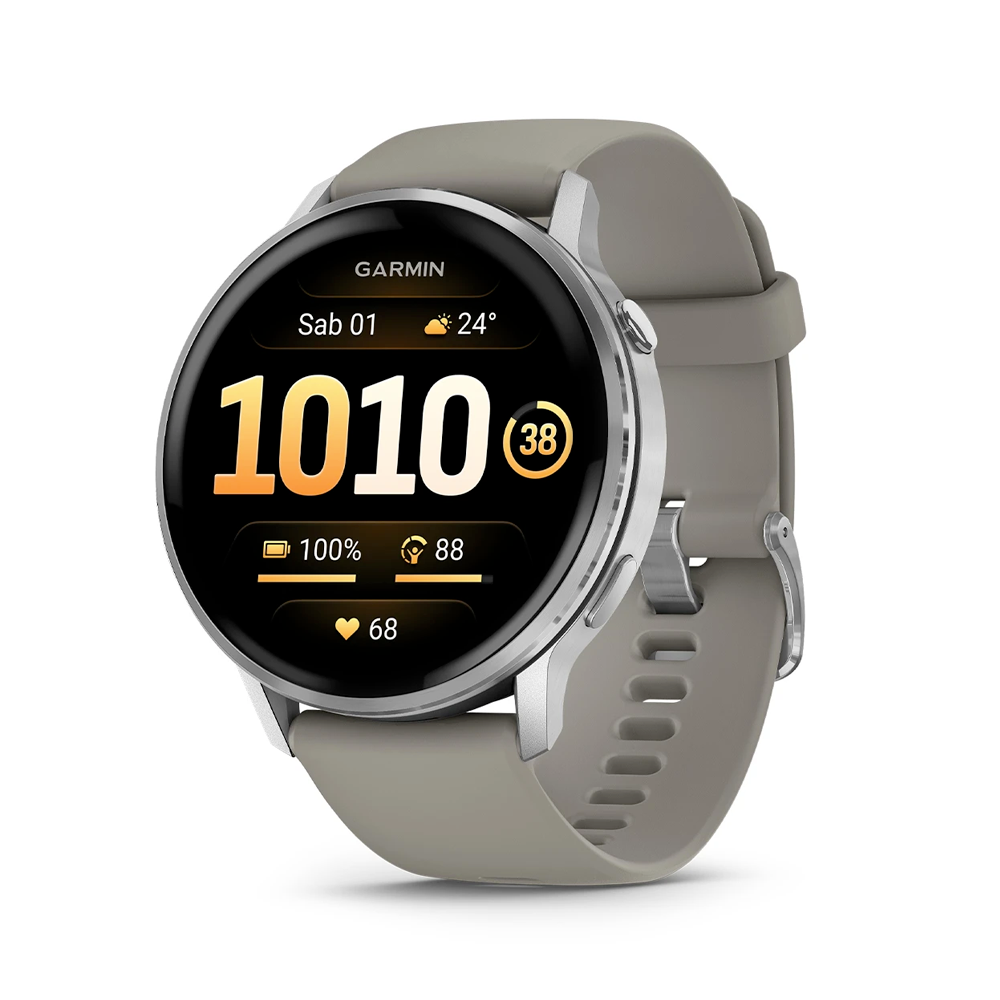 Garmin - Venu® 4 Silver con cinturino in silicone grigio argento | 45mm