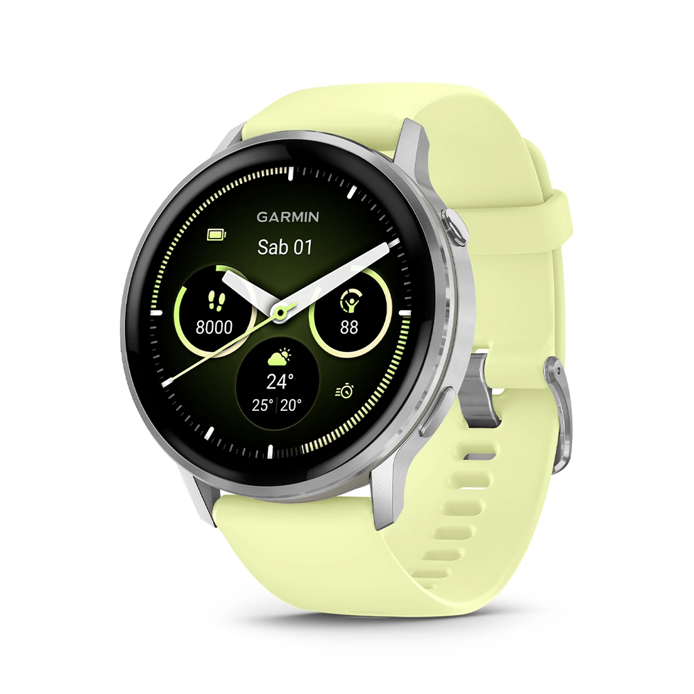Garmin - Venu® 4 Silver con cinturino in silicone giallo cedro | 45mm