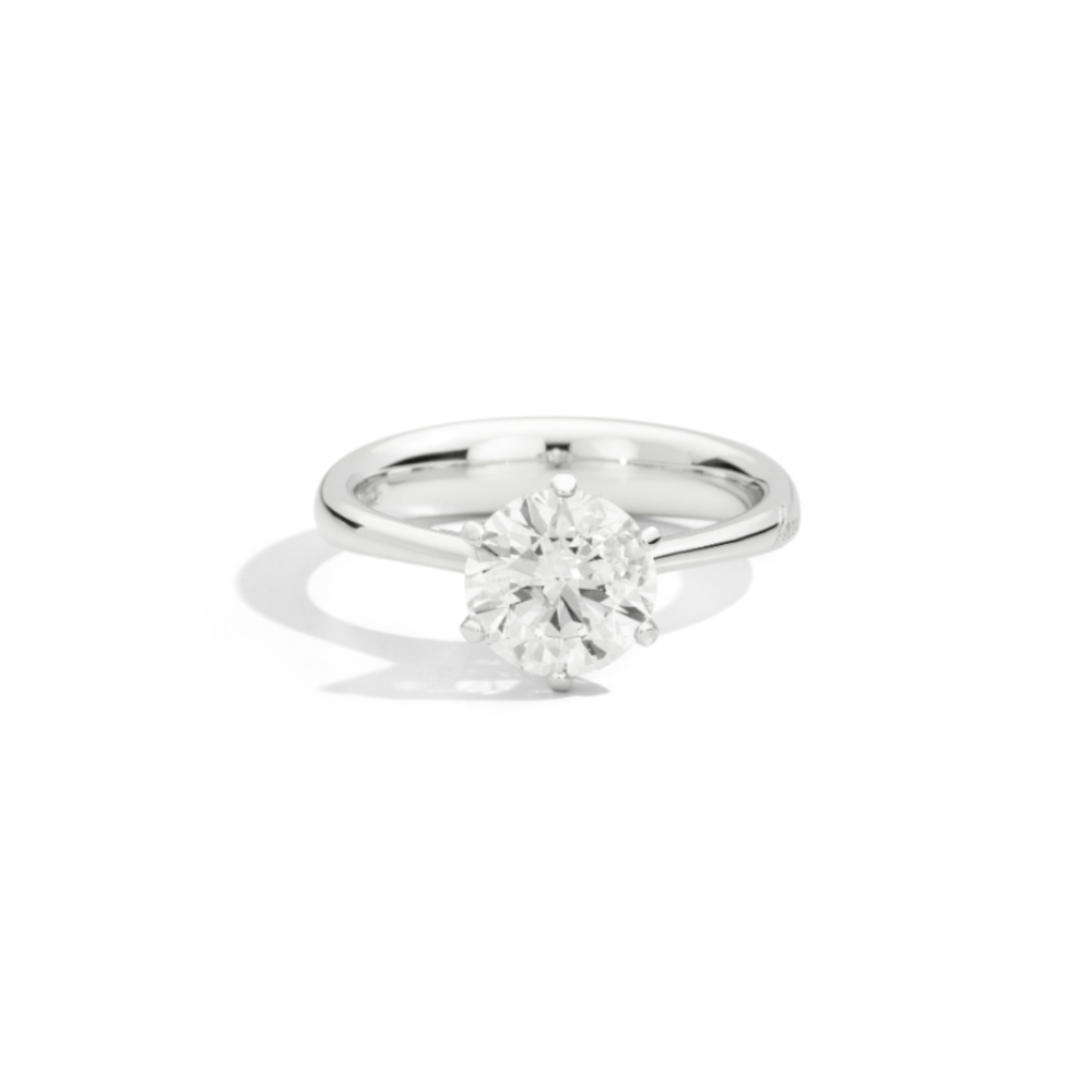 Recarlo - Anello solitario Anniversary a sei punte in oro bianco con diamante naturale