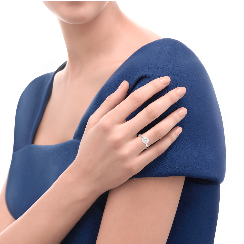 Recarlo - Anello solitario Anniversary a sei punte in oro bianco con diamante naturale |