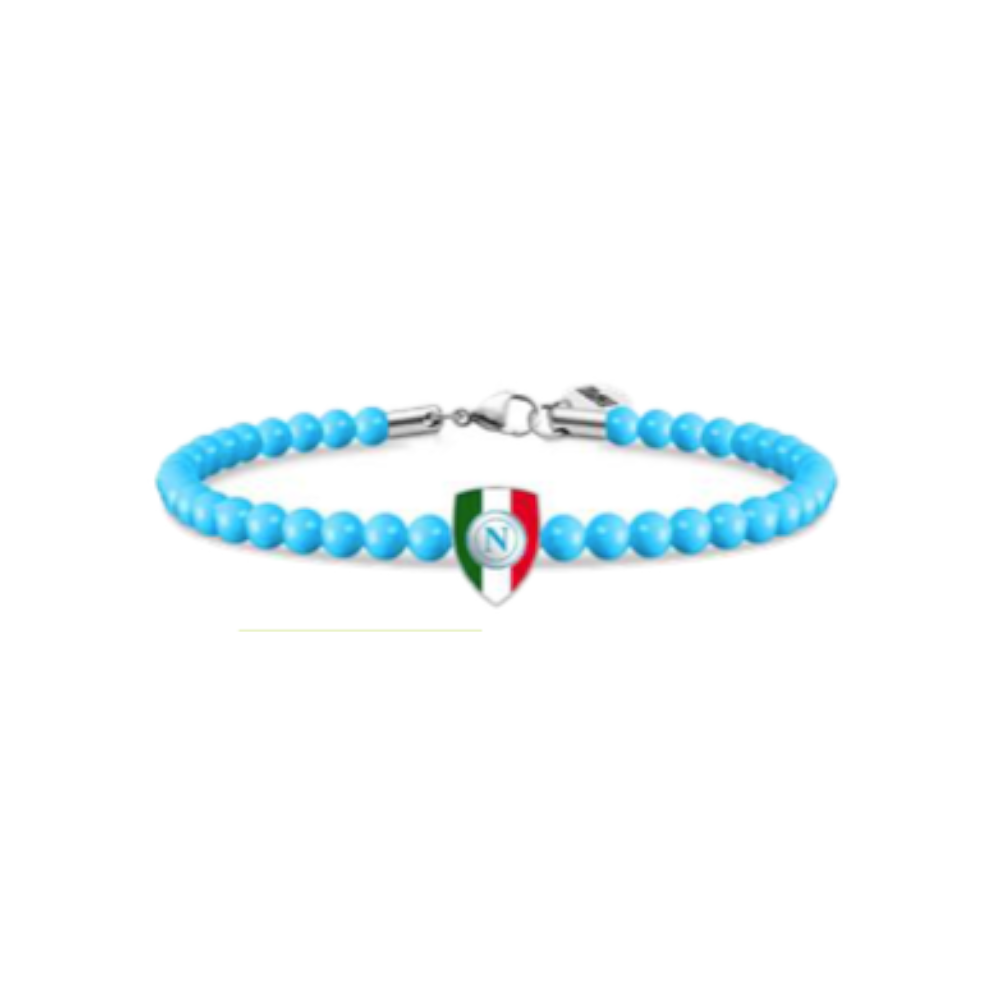SSC Napoli - Bracciale ufficiale Napoli in acciaio con pietre naturali e smalto