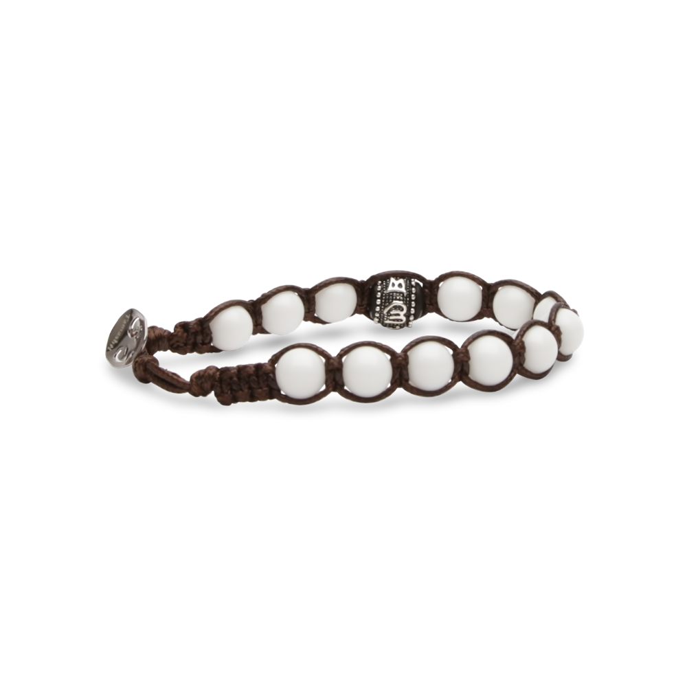Tamashii - Bracciale "Ruota della Preghiera" con agata bianca e inserti in argento