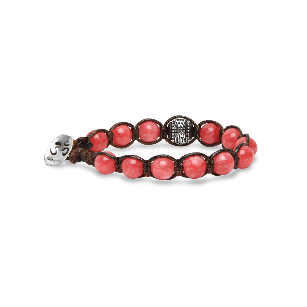 Tamashii - Bracciale "Ruota della Preghiera" con giada Watermelon  e inserti in argento