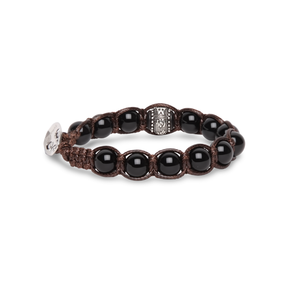Tamashii - Bracciale "Ruota della Preghiera" con onice e inserti in argento