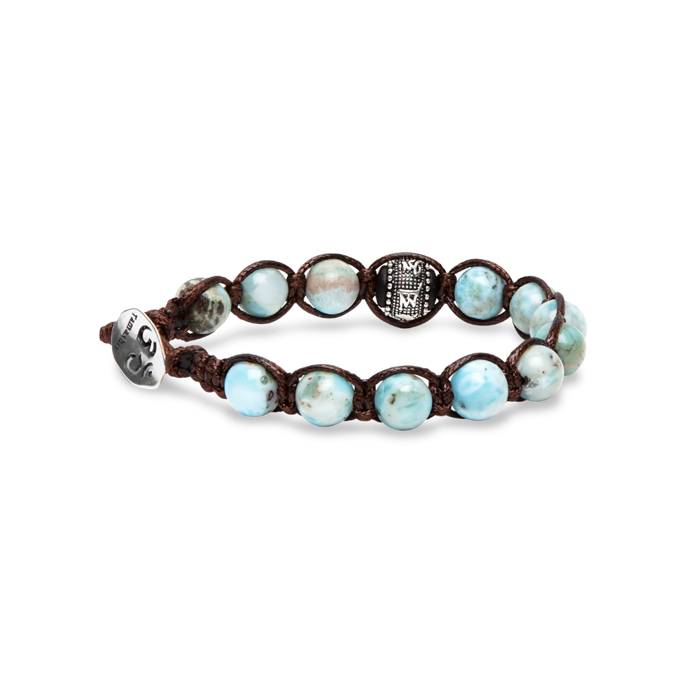 Tamashii - Bracciale "Ruota della Preghiera" con larimar e inserti in argento