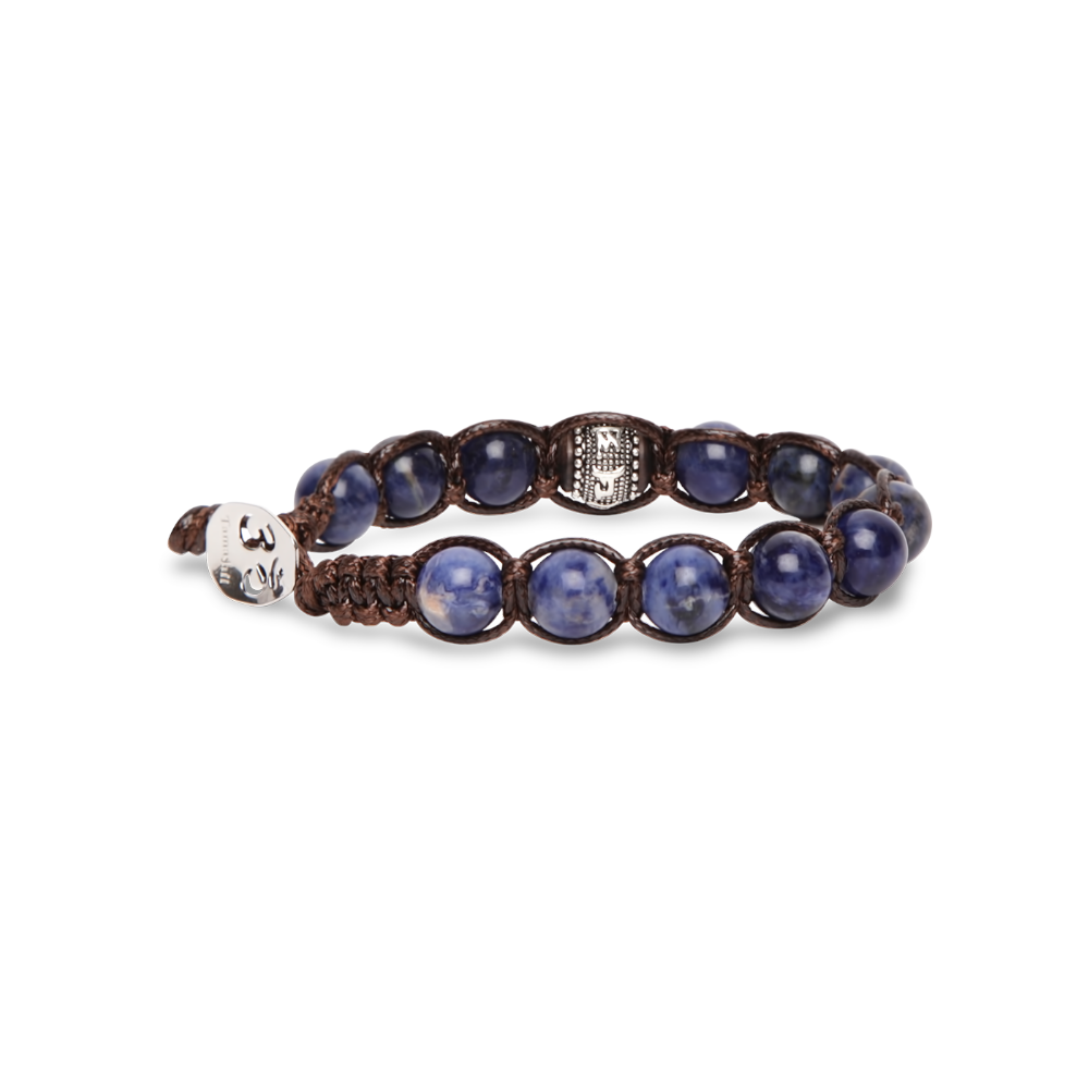 Tamashii - Bracciale "Ruota della Preghiera" con sodalite  e inserti in argento