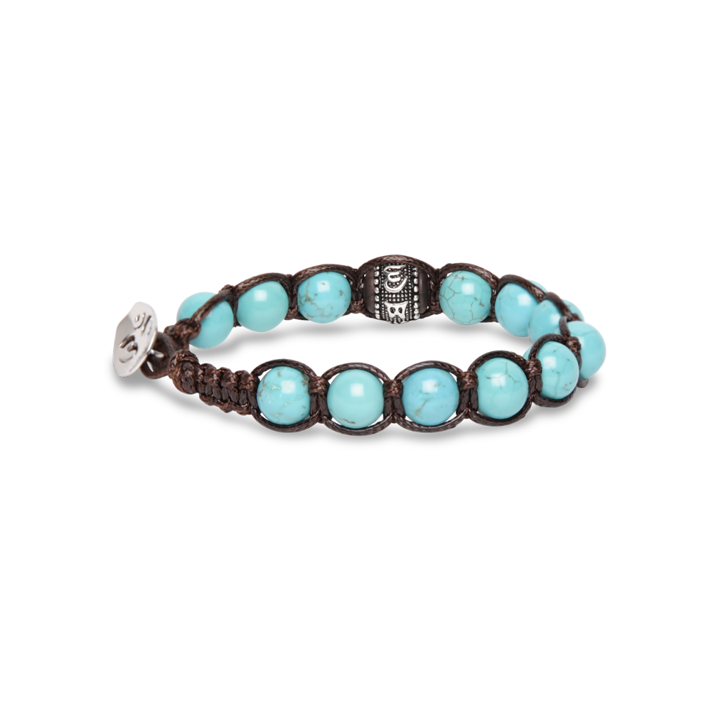Tamashii - Bracciale "Ruota della Preghiera" con turchese e inserti in argento