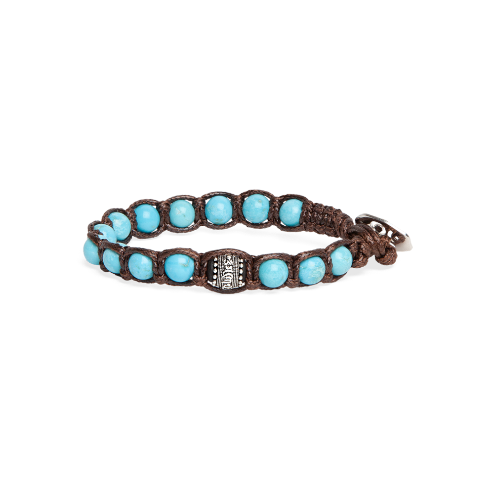 Tamashii - Bracciale "Ruota della Preghiera" con turchese e inserti in argento 6 mm