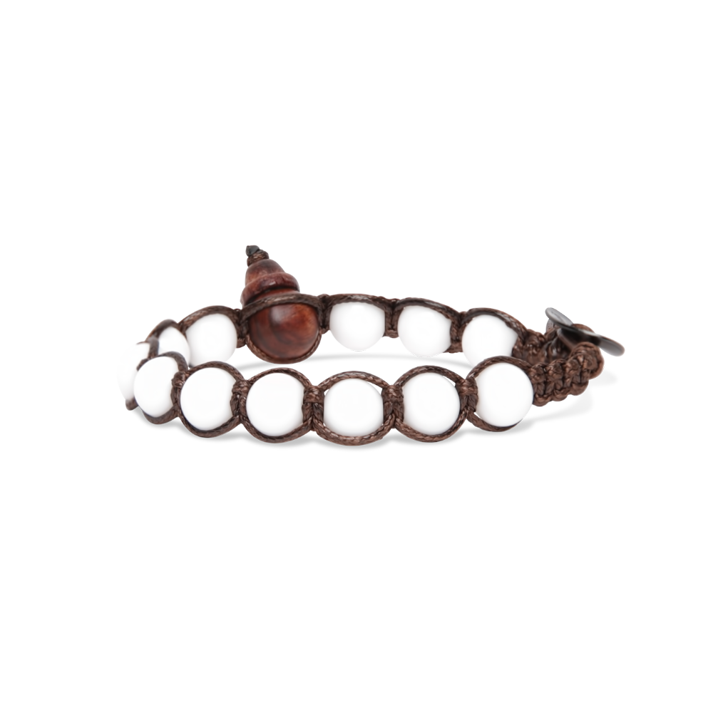 Tamashii - Bracciale  "Classic" con agata bianca 8 mm