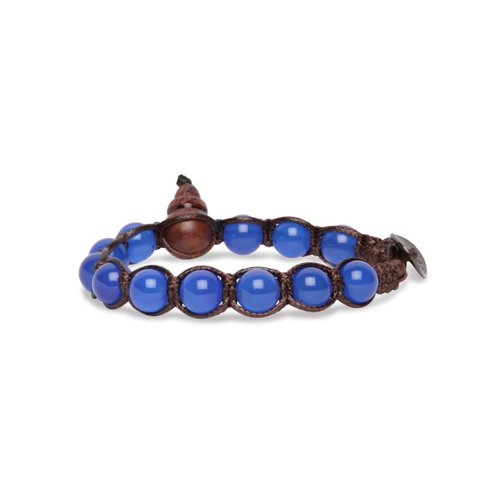 Tamashii - Bracciale  "Classic" con agata blu 8 mm
