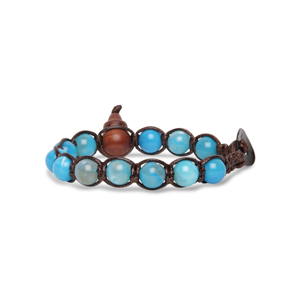 Tamashii - Bracciale  "Classic" con agata Tibet Sky 8 mm