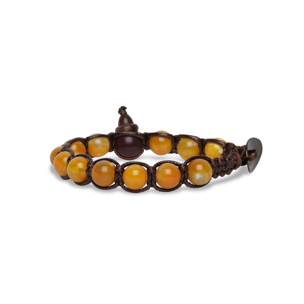 Tamashii - Bracciale  "Classic" con agata giallo scuro 8 mm