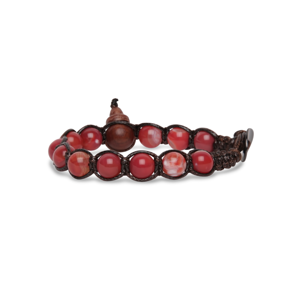 Tamashii - Bracciale  "Classic" con agata rosso scuro 8 mm