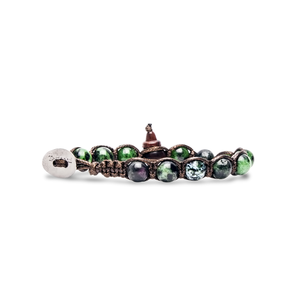 Tamashii - Bracciale  "Classic" con zoisite-rubino 8 mm