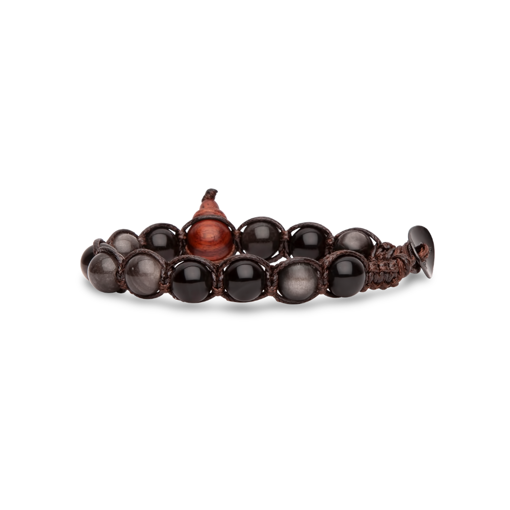 Tamashii - Bracciale  "Classic" con ossidiana argento 8 mm