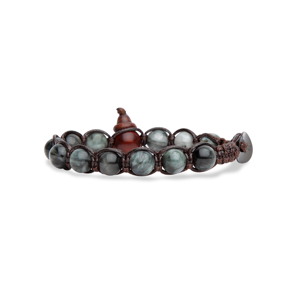 Tamashii - Bracciale  "Classic" con Occhio di Falco grigio 8 mm