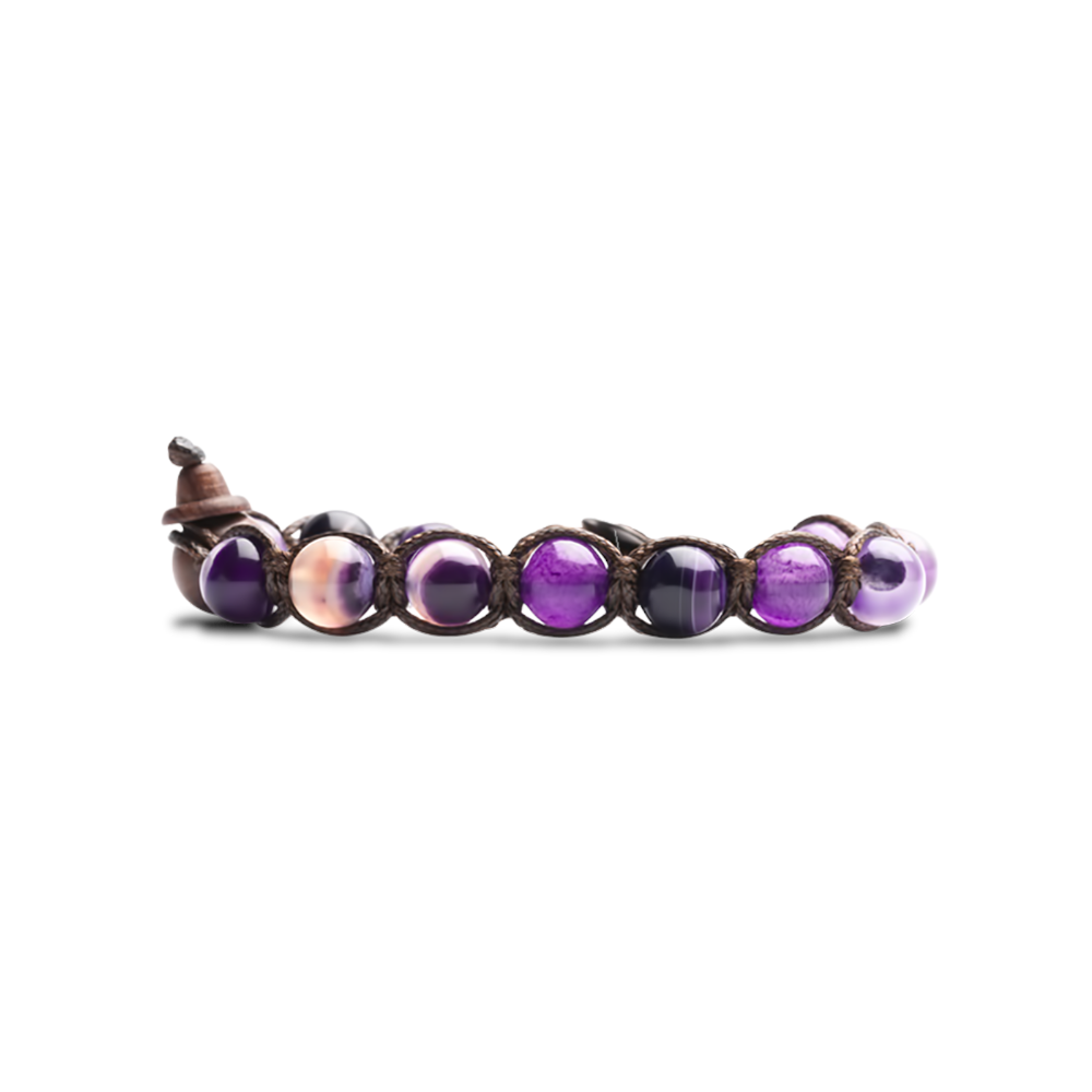 Tamashii - Bracciale  "Classic" con agata viola striata 8 mm