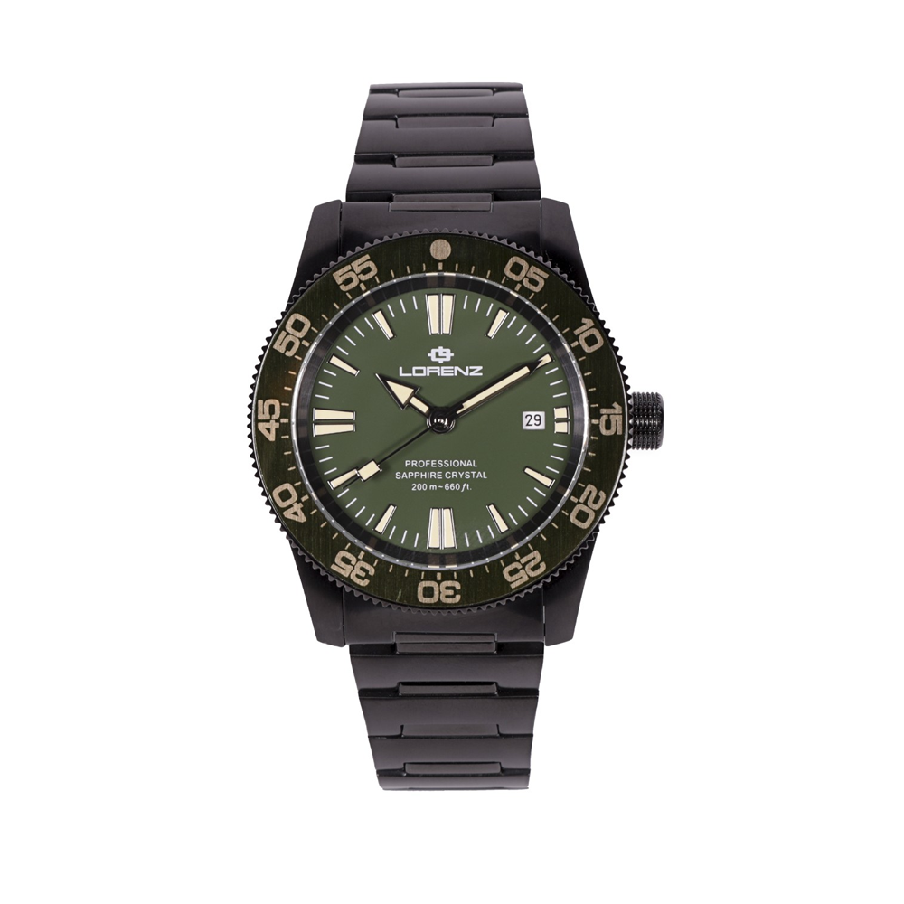 Lorenz - Orologio solo tempo Shark 4 automatico verde