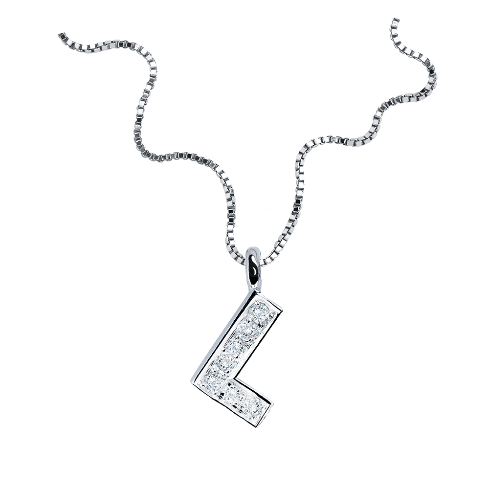 Gagliardi - Collana In Oro Bianco Con Pendente Letterina L