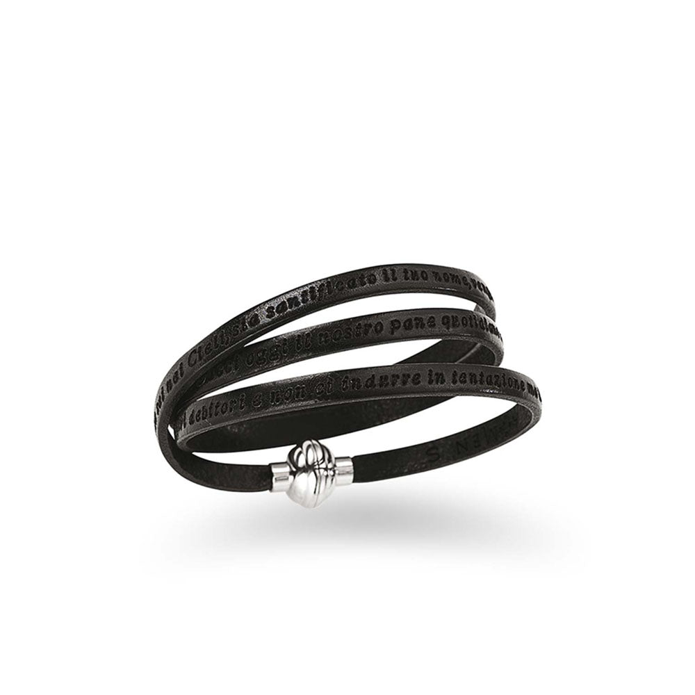 LEATHER BRACELET WITH PATER NOSTER (ITALIAN) (6540677021852)
