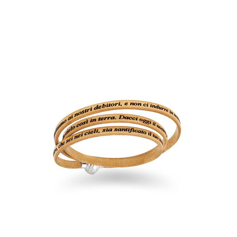 LEATHER BRACELET WITH PATER NOSTER (ITALIAN) (6540675809436)