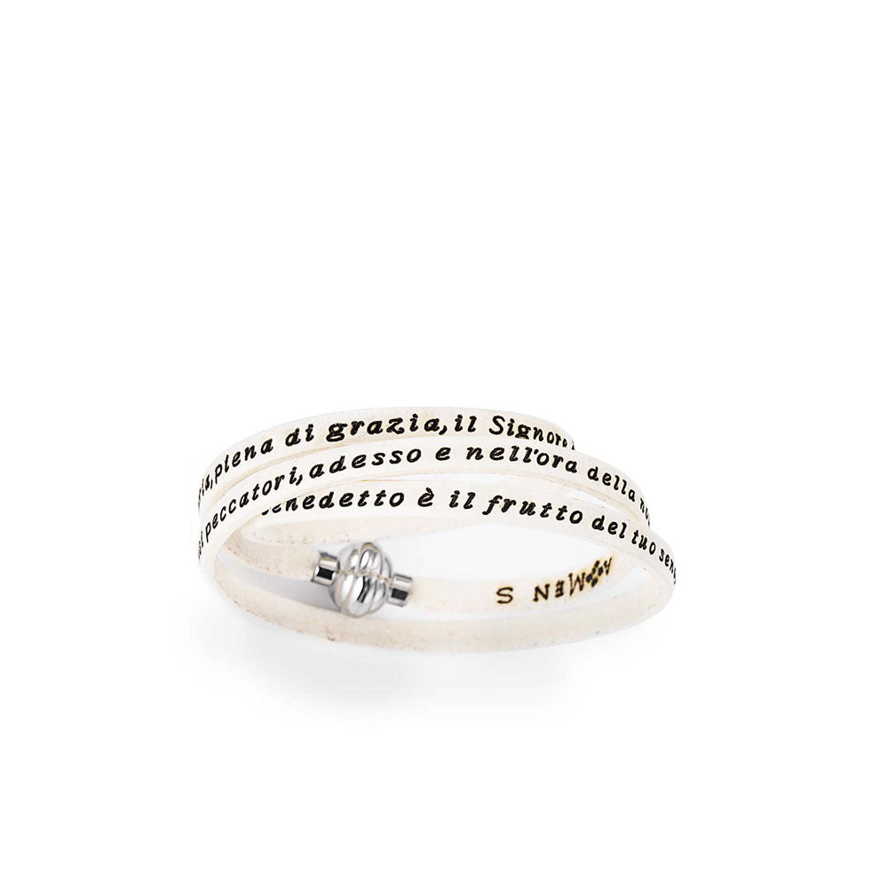 LEATHER BRACELET WITH AVE MARIA (ITALIAN) (6540675154076)