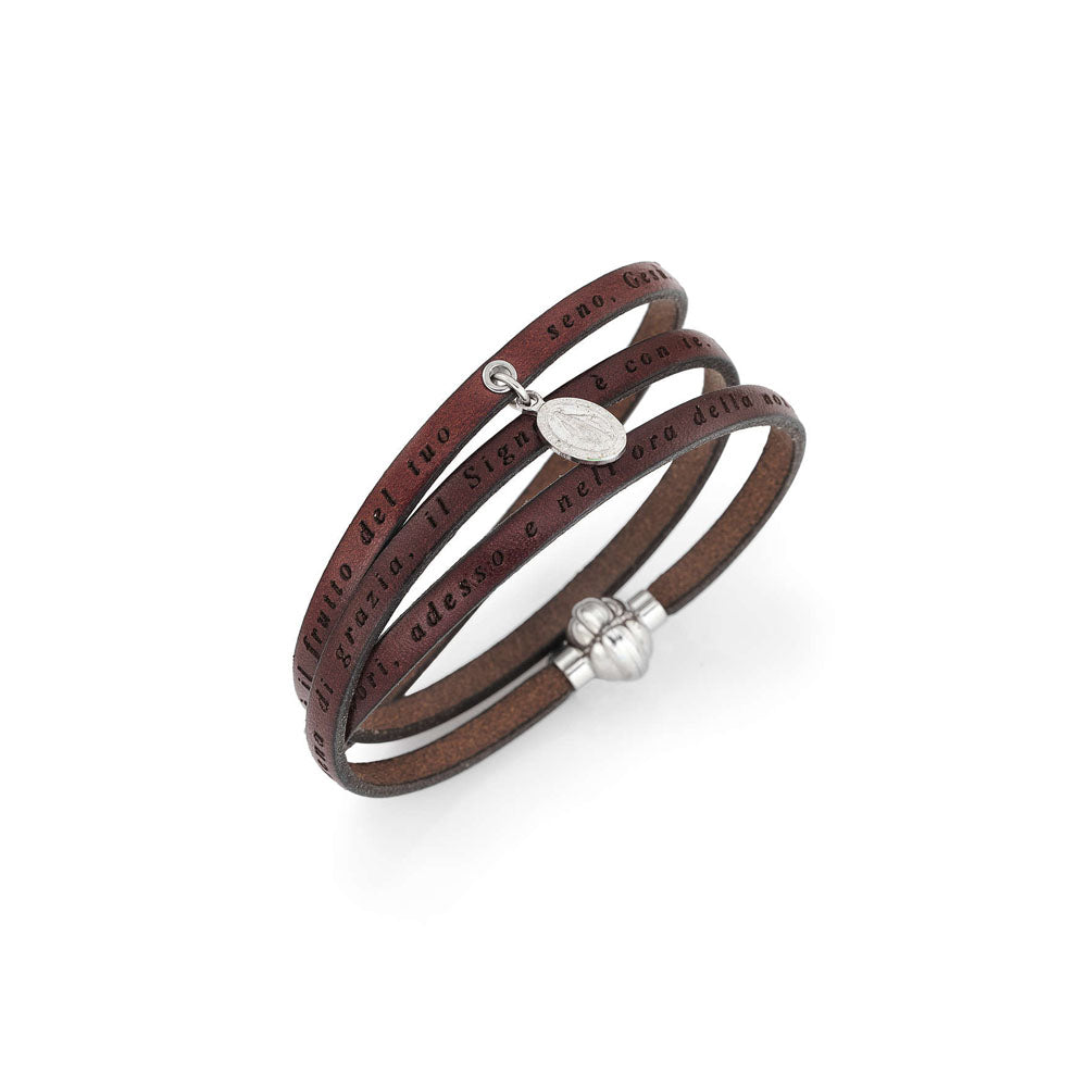 AMEN - BRACCIALE IN PELLE CON INCISO L&#39;AVE MARIA