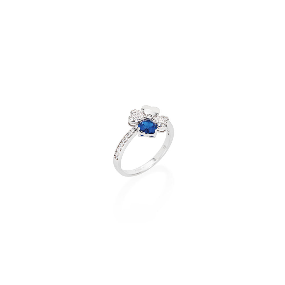 RING IN SILVER 925 WHITE AND RHODIUM BLUE ZIRCONIA