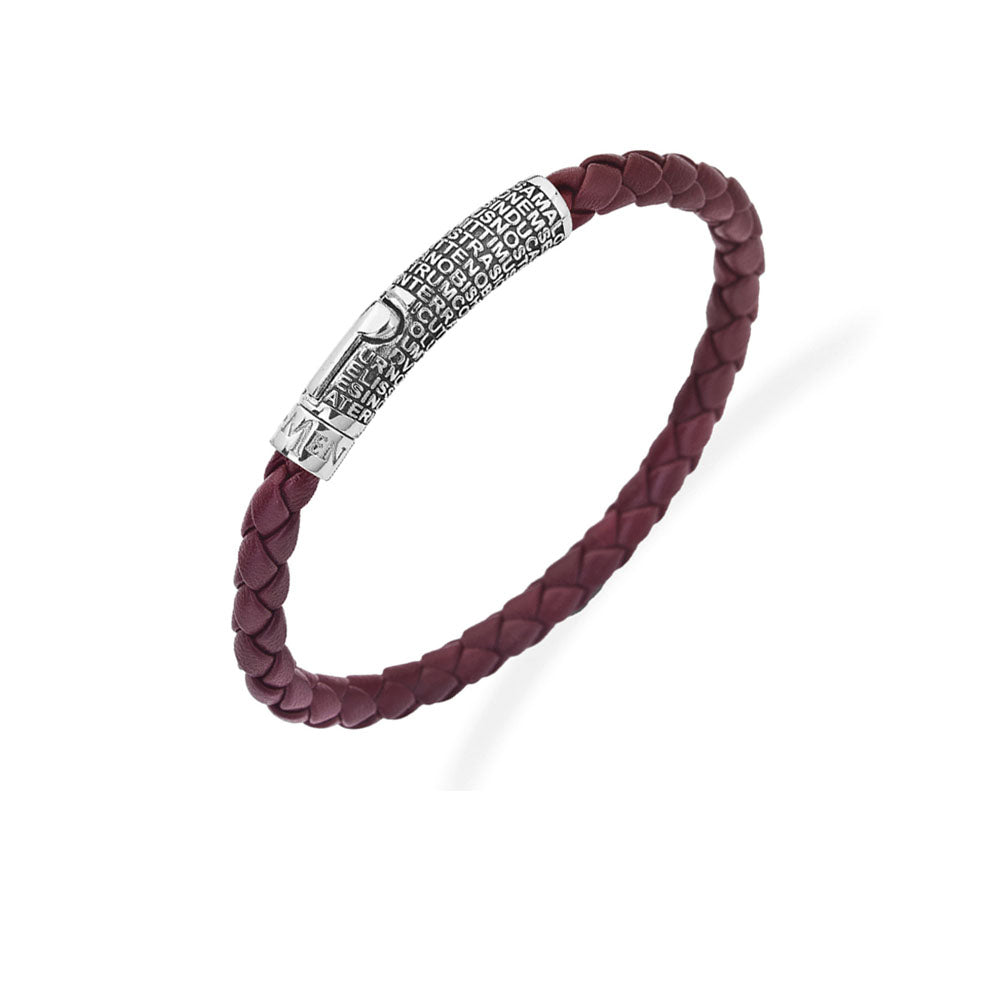 AMEN - BRACCIALE IN PELLE CON INSERTO PATER NOSTER IN ARGENTO 925