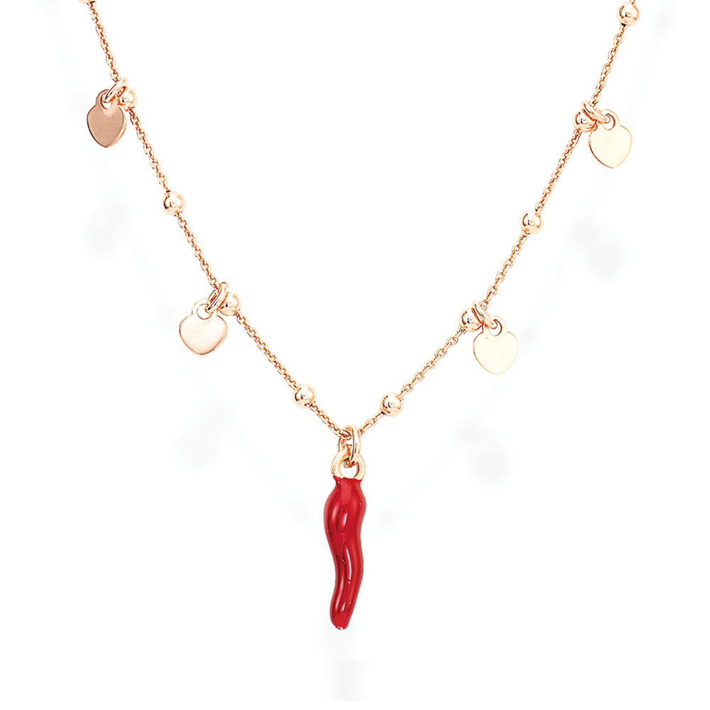 NECKLACE IN 925 SILVER AND RED ENAMEL