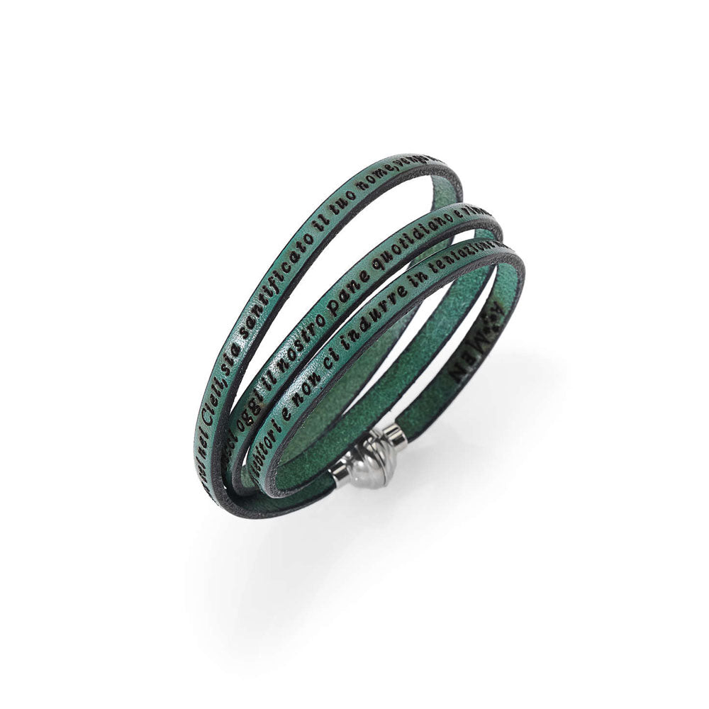 AMEN - BRACCIALE IN PELLE CON INCISO IL PADRE NOSTRO (ITALIANO)