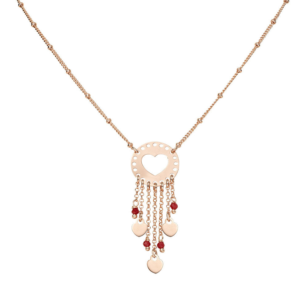 AMEN - COLLANA IN ARGENTO 925 E CRISTALLI ROSSI ROSÈ