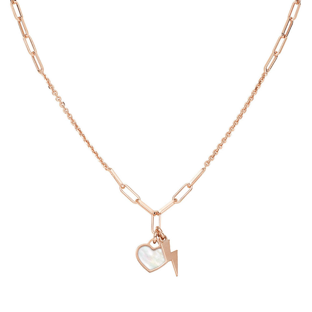 NECKLACE IN 925 SILVER AND WHITE ROSE MOTHER OF PEARL