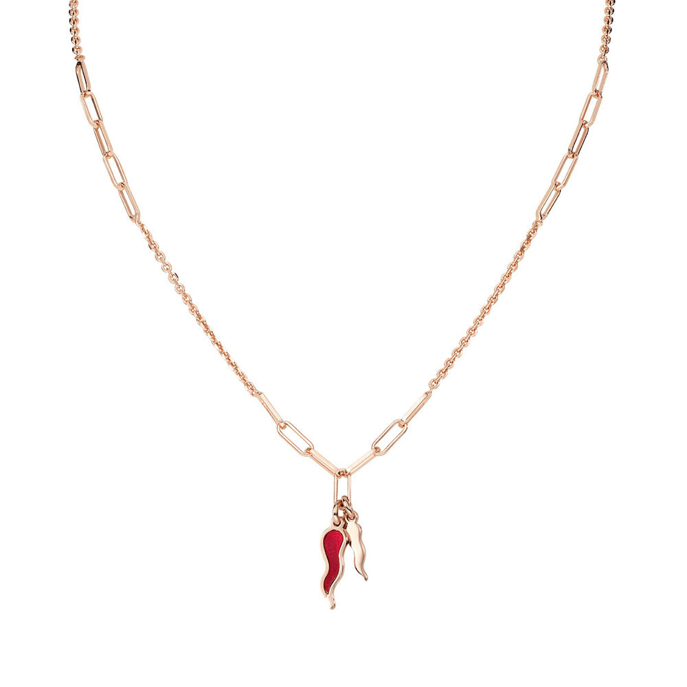 NECKLACE IN SILVER 925 AND RED ROSE MOTHER OF PEARL