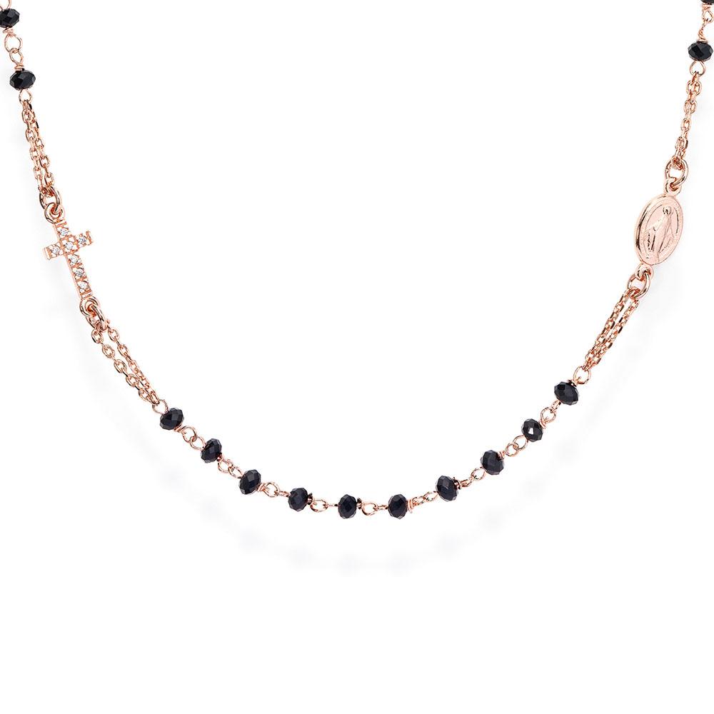 925 SILVER NECKLACE ROSARY PAVE CROSS WITH CRYSTALS (6143412994204)