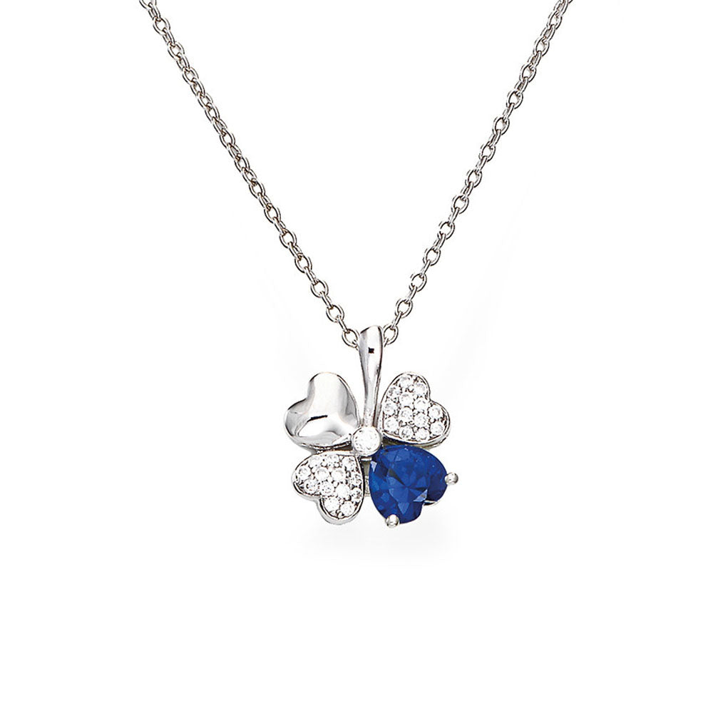 NECKLACE IN SILVER 925 WHITE AND RHODIUM BLUE ZIRCONIA
