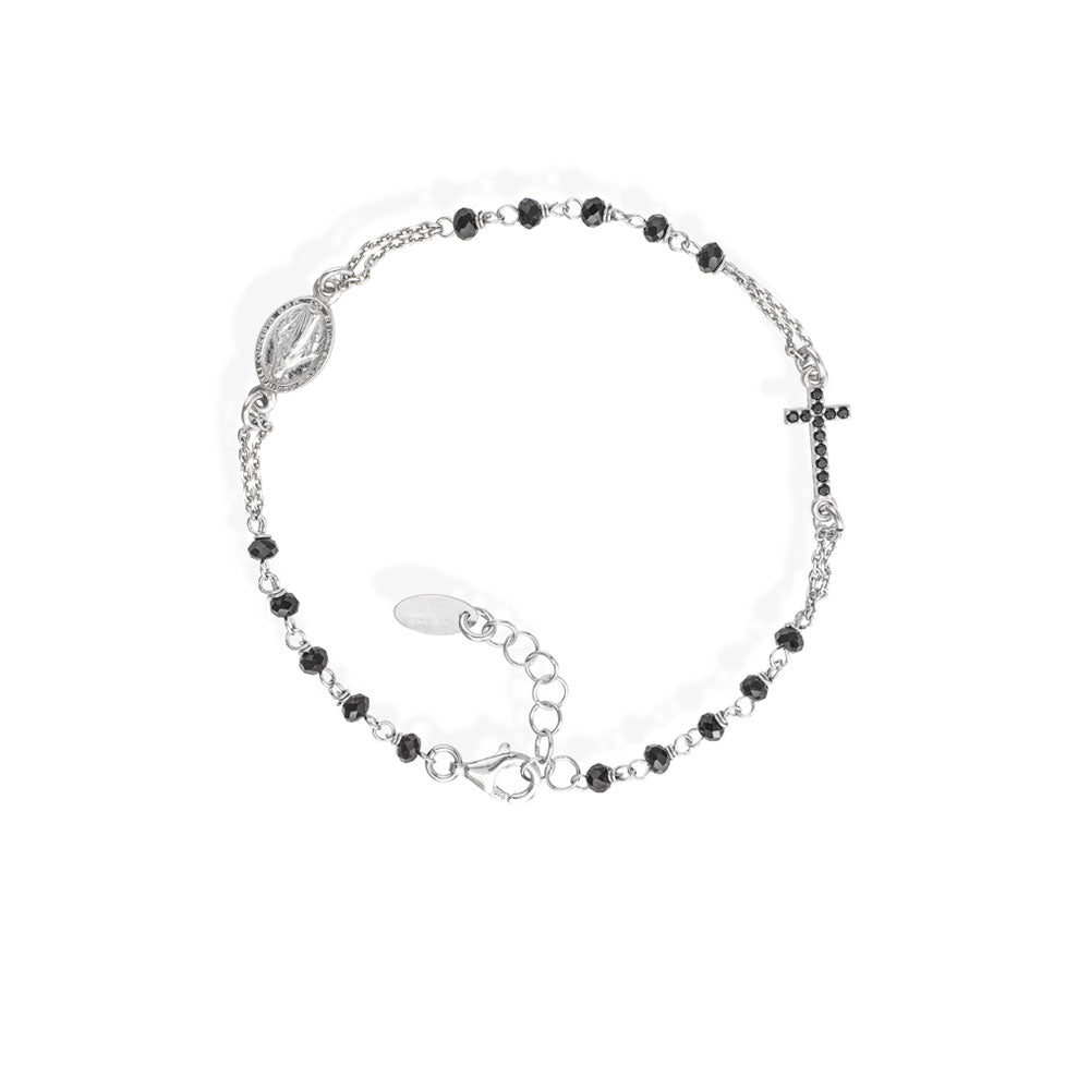 BRACELET IN SILVER 925 CRYSTALS AND BLACK ZIRCONS
