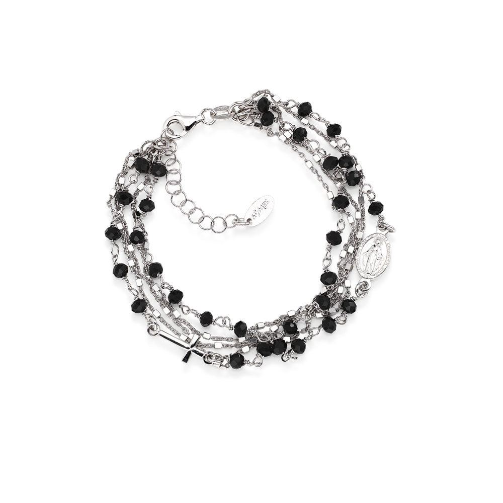 BRACELET IN 925 SILVER AND BLACK CRYSTAL