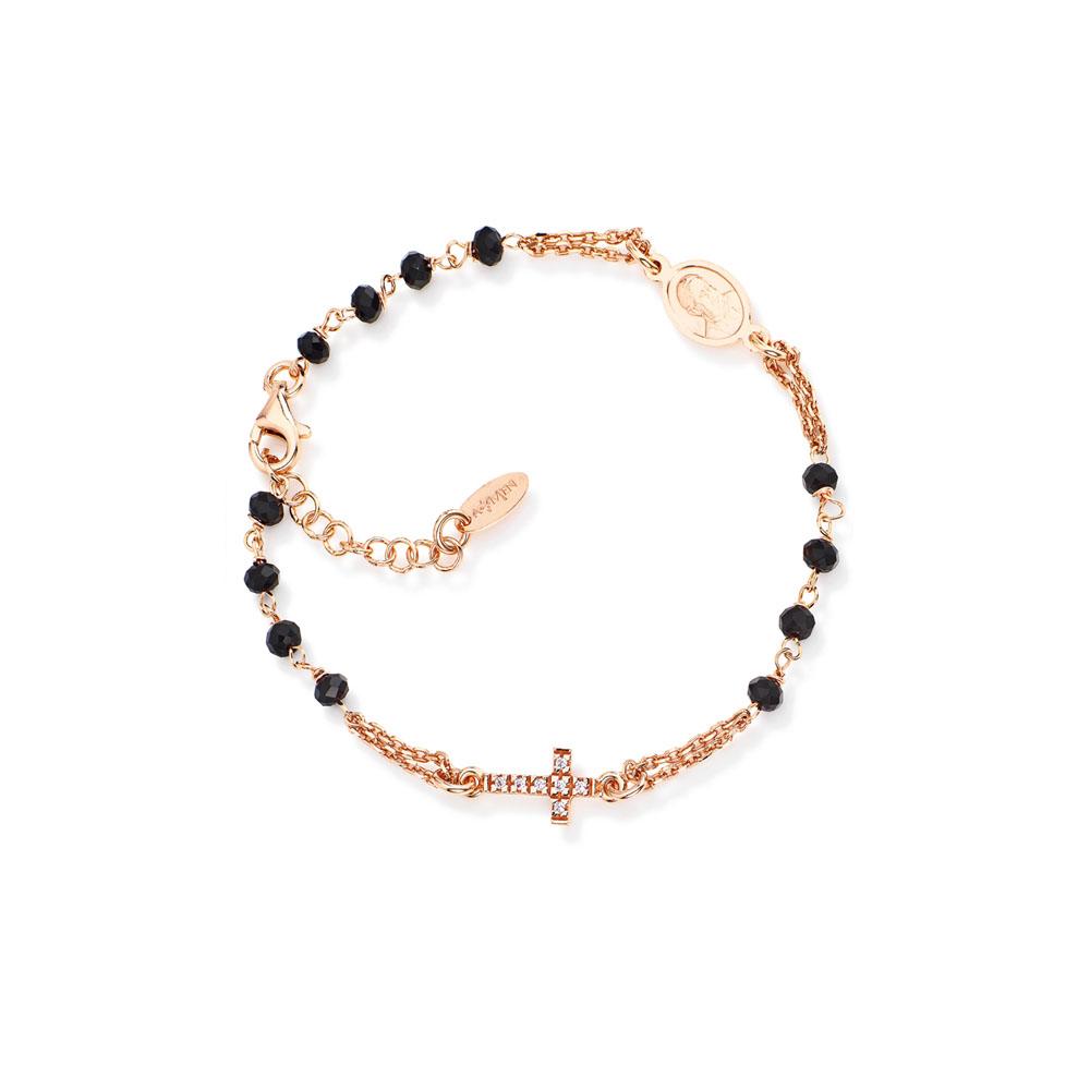 925 SILVER BRACELET ROSARY PAVE CROSS WITH CRYSTALS (6143430197404)