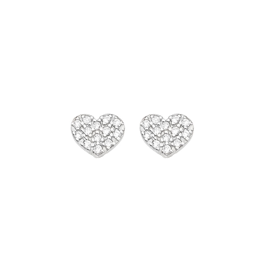 HEART PRESS EARRINGS IN SILVER 925 AND ZIRCONS