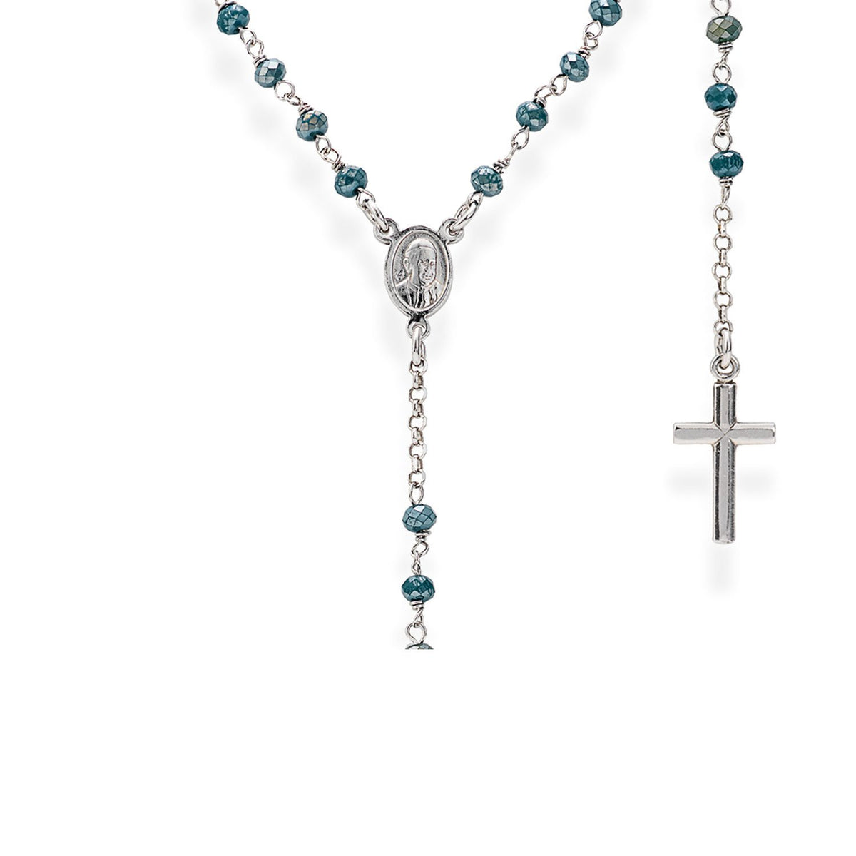 925 SILVER NECKLACE CLASSIC ROSARY WITH CRYSTALS (6143427018908)