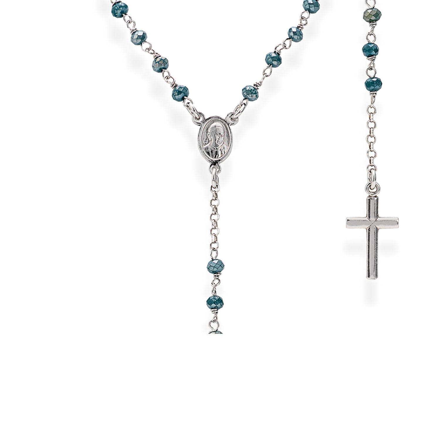 925 SILVER NECKLACE CLASSIC ROSARY WITH CRYSTALS (6143427018908)