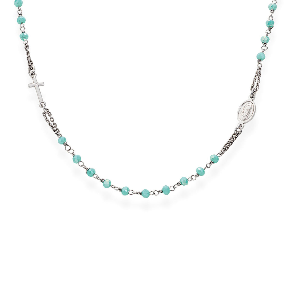 925 SILVER NECKLACE CLASSIC ROSARY WITH CRYSTALS (6143411257500)