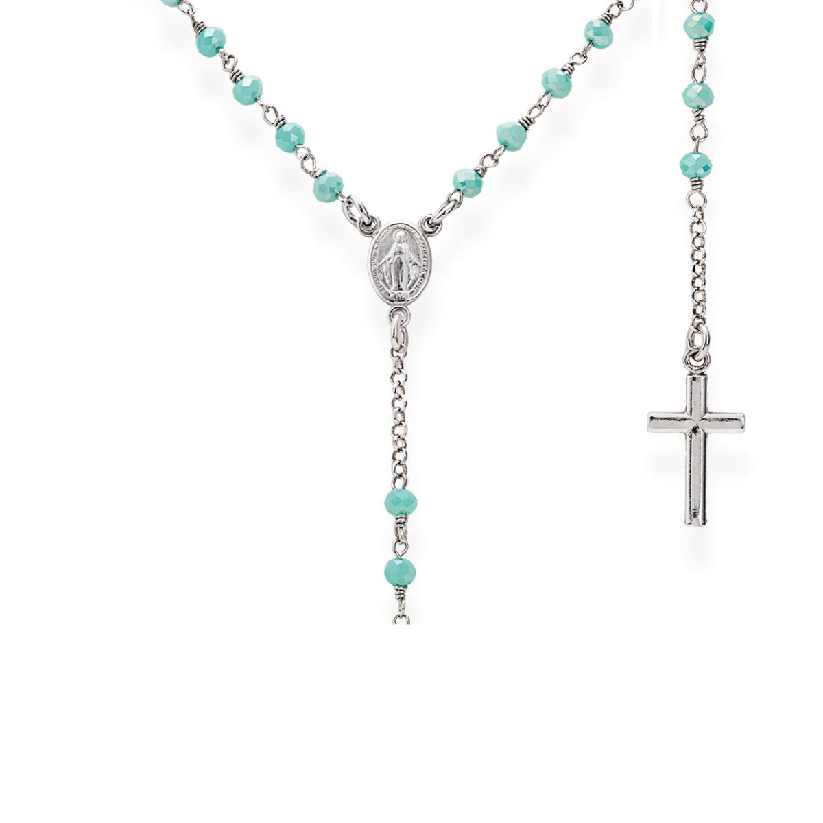 925 SILVER NECKLACE CLASSIC ROSARY WITH CRYSTALS (6143410897052)