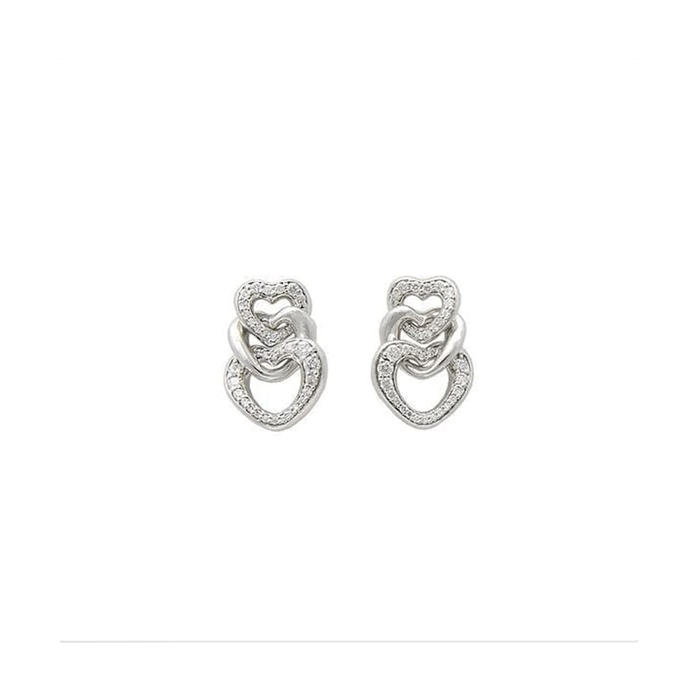 RECARLO - ORECCHINI 3 CUORI IN ORO BIANCO 18KT CON DIAMANTI