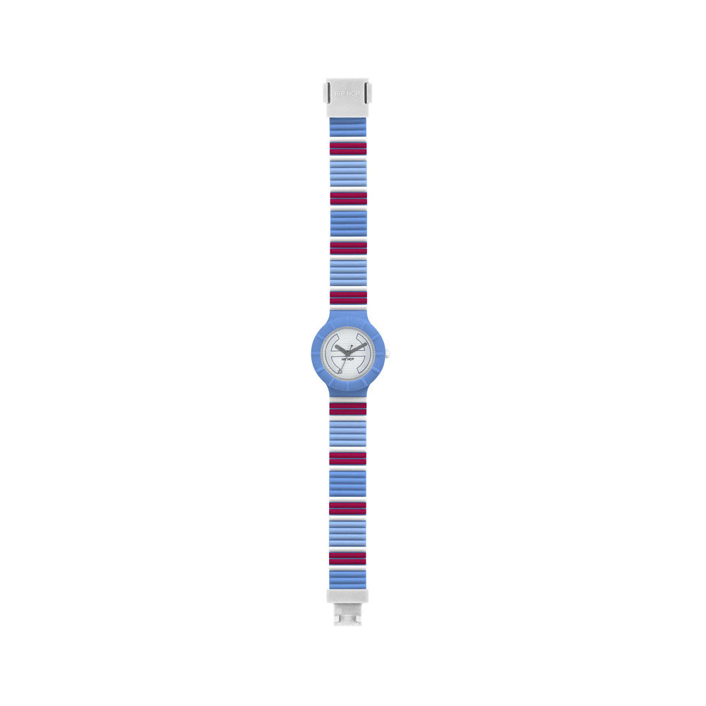 Hip­ Hop - Orologio Da Donna In Silicone Stampato Millerighe - Blue/Red